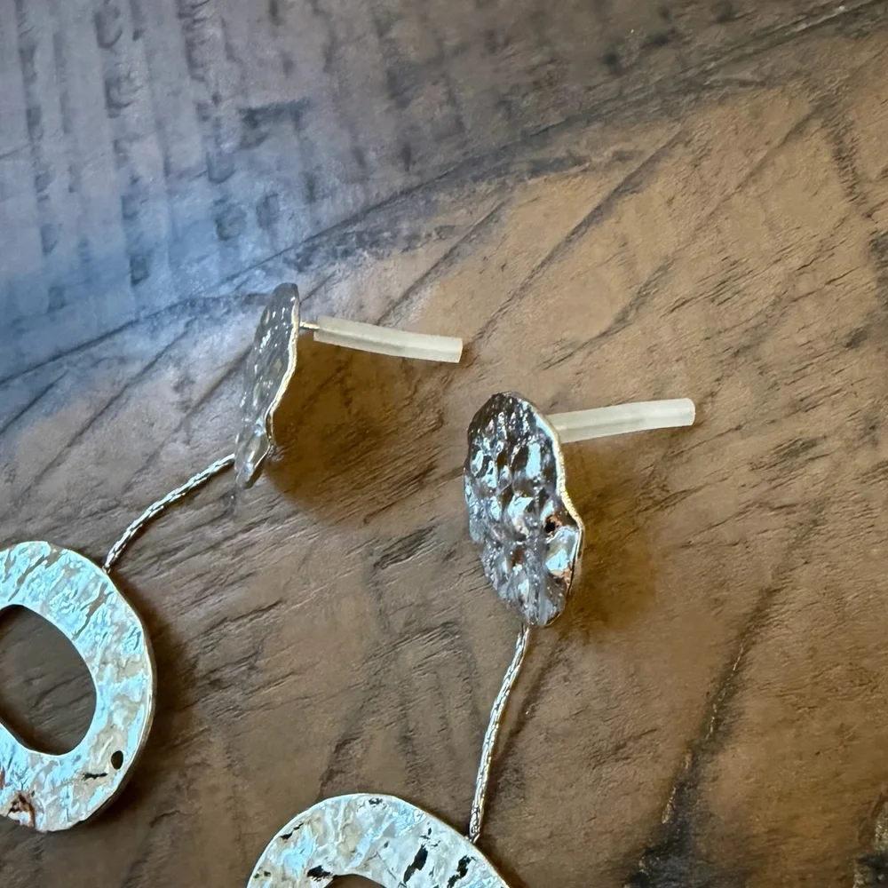 “Hammmered” silver tone earrings